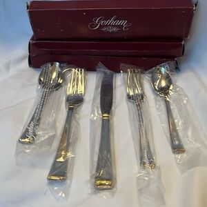 - Gorham Colum Gold Stainless Flatware 3 Sets New In Boxes